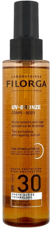 Защитное масло для поддержания загара - Filorga UV-Bronze Body Tan Activating Anti-Ageing Sun Oil SPF 30 — фото N1