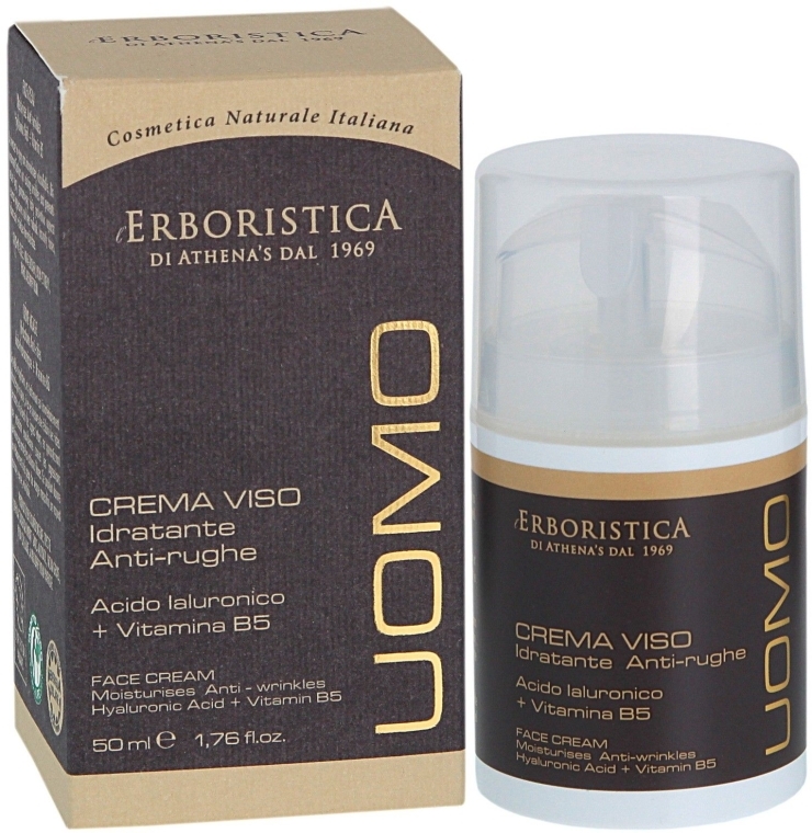 Крем антивозрастной для лица с гиалуроновой кислотой и витамином B5 - Athena's Erboristica Uomo Face Cream