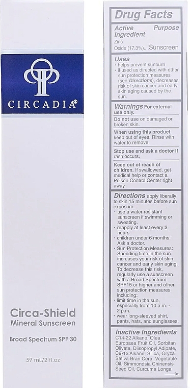 Мінеральний сонцезахисний крем для шкіри SPF 30 - Circadia Circa-Shield Mineral Sunscreen Broad Spectrum SPF 30 — фото N2