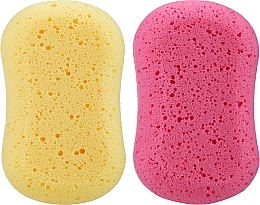 Мочалка для душу овальна, жовта + рожева - Beter Oval Sponge — фото N1