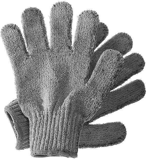 Рукавички для масажу й пілінгу з натуральним вугіллям - Hydrea London Carbonized Exfoliating Bamboo Shower Gloves — фото N1