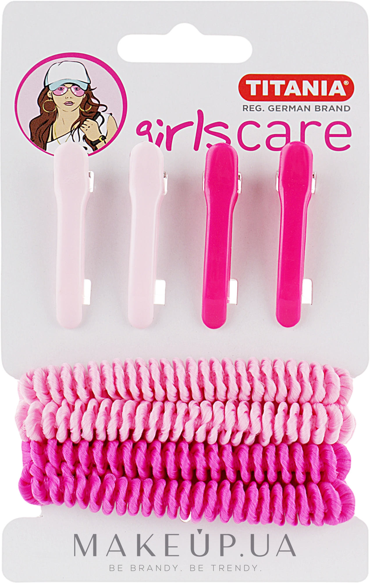 Набор резинок и заколок для волос, розовый - Titania — фото 8шт