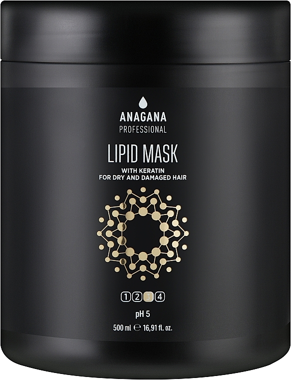 Маска "Ліпідна" з кератином для сухого та пошкодженого волосся - Anagana Professional Lipid Mask — фото N1