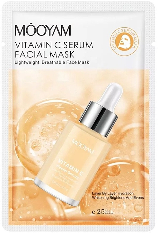 Тканевая маска для лица с витамином С - Mooyam Vitamin C Serum Facial Mask — фото N1