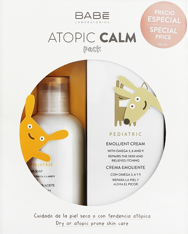 Набор - Babe Laboratorios Atopic Calm Pack (b/cr/200ml + soap/200ml)