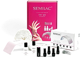 Духи, Парфюмерия, косметика Набор - Semilac Try Me Starter Set (base/3ml + top/3ml +gel/polish/2x3ml + gel/polish/7ml + pads/250hc + acet/50ml + nail/clear/50ml + buffer + UV/led)