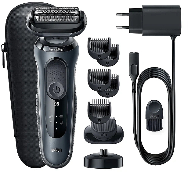 Бритва 6 61-N4500cs для сухого та вологого гоління з підставкою для заряджання та 1 насадкою - Braun Wet & Dry Shaver — фото N1