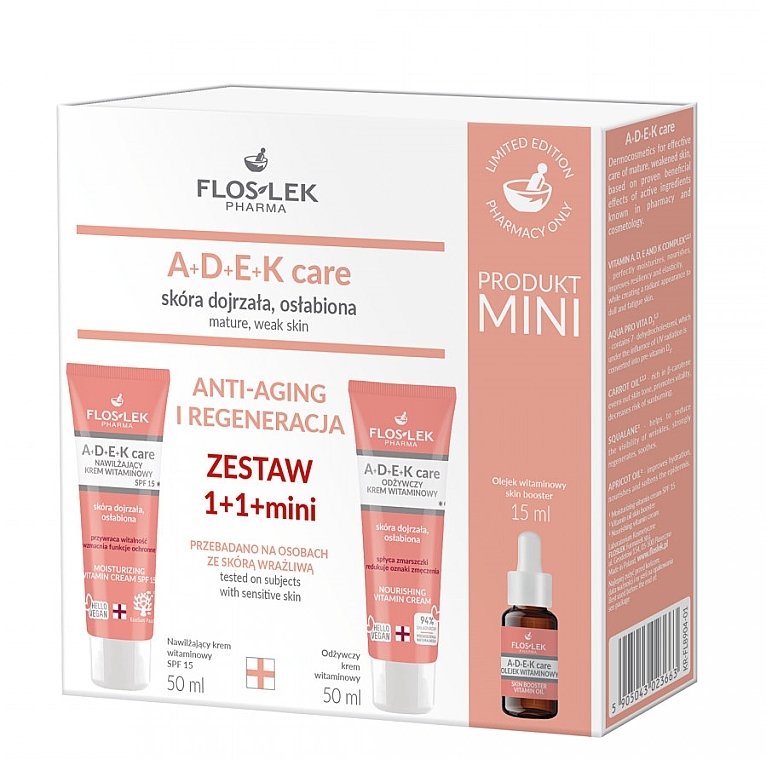 Набор - Floslek A+D+E+K Care Set (f/cr/2x50ml + f/oil/30ml) — фото N1