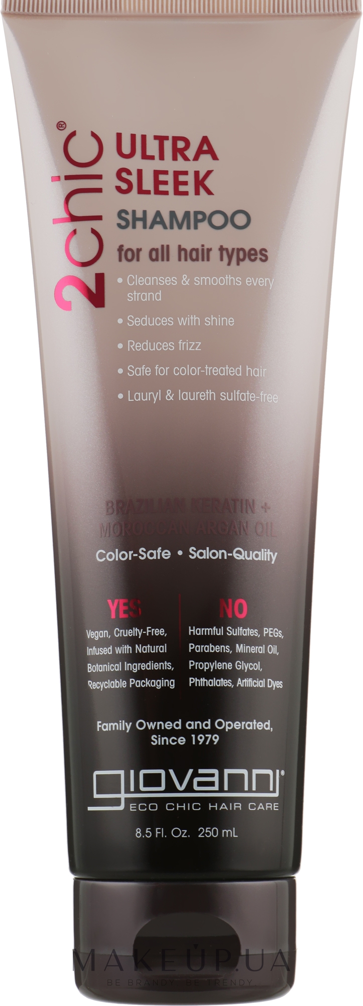 Шампунь для волос - Giovanni 2chic Ultra-Sleek Shampoo Brazilian Keratin & Argan Oil — фото 250ml