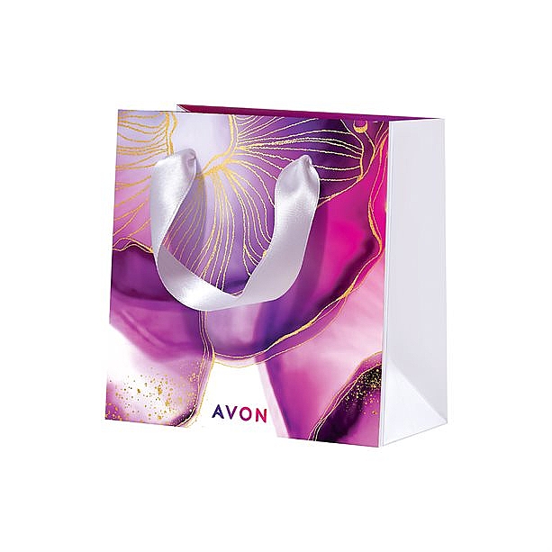 Подарочный пакет, розово-фиолетовый, 16x16x8 см - Avon — фото N1