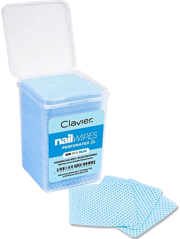 Подушечки для нігтів, перфоровані блакитні - Clavier Nail Wipes — фото N1