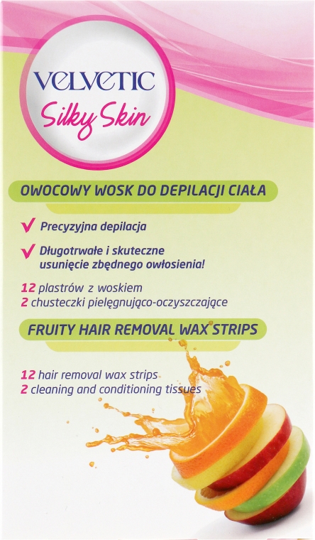 Смужки для депіляції тіла "Фрукти"  - Velvetic Fruty Hair Removal Wax Strips