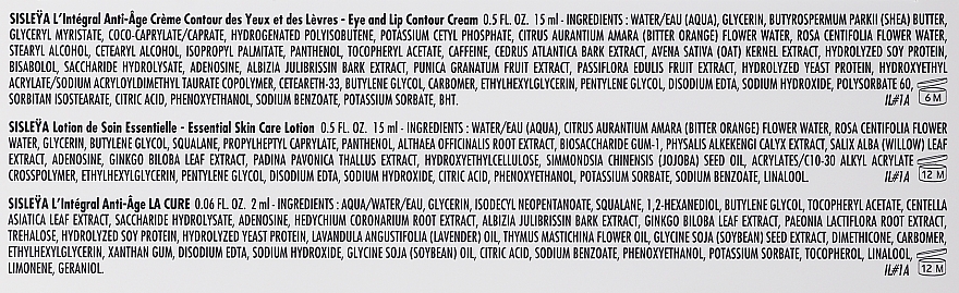 Набор - Sisley Sisleya L'integral Anti-Age Eye & Lip Contour Set (lot/15ml + lip/eye/cr/15ml + emulsion/2ml + roller/1pcs) — фото N3