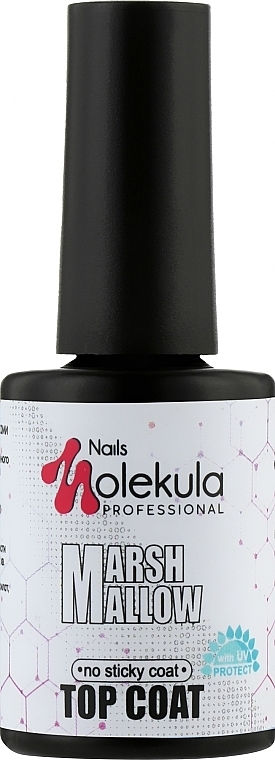 Фінішне покриття, з білими цятками без липкого шару - Nails Molekula Top Coat Marshmallow