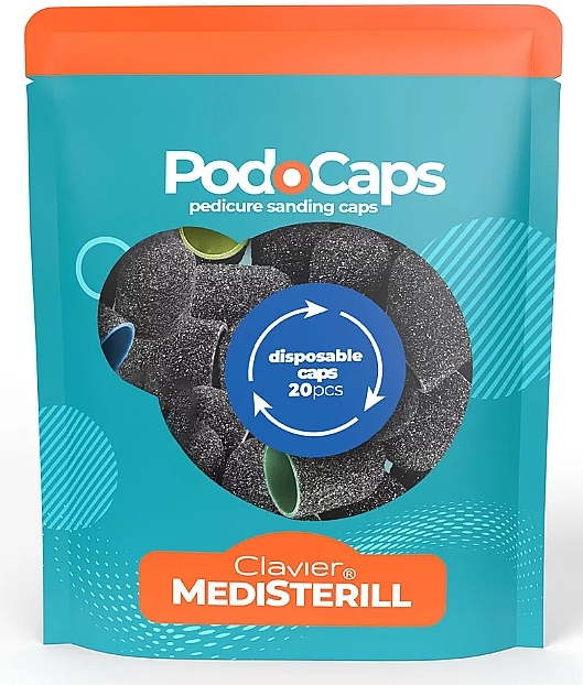 Абразивні насадки для педикюру, 10 мм - Clavier Medisterill PodoCaps Pedicure Sanding Caps — фото N1