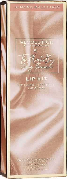 Набор - The Plastic Boy Lip Kit Almond Macchiato (lip/pliner/1g + lip/gloss/3ml + lipstick/3.2g) — фото N1