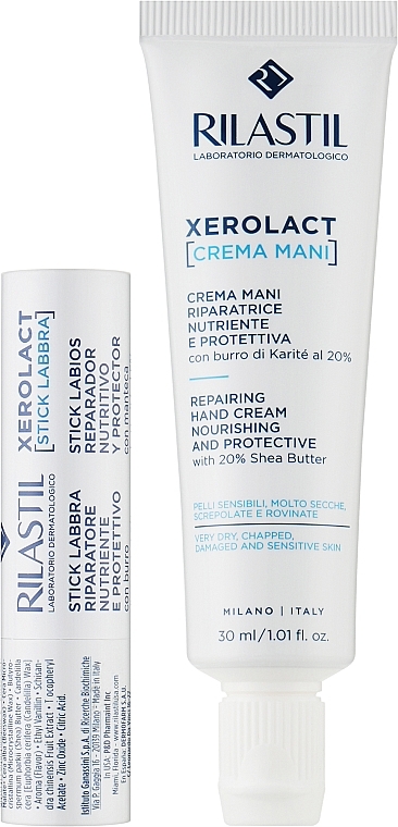 Набір - Rilastil Xerolact Hands & Lips Nuorishing Set (h/cr/30ml + lip/balm/4.8g) — фото N2