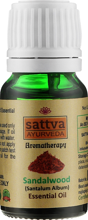 Эфирное масло "Сандаловое дерево" - Sattva Ayurveda Sandalwood Essential Oil — фото N1