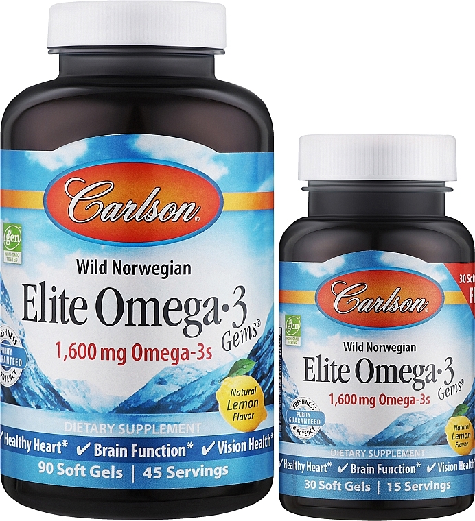 Набор "Омега-3" - Carlson Labs Elite Omega-3 (gel/90 + gel/30ml) — фото N1