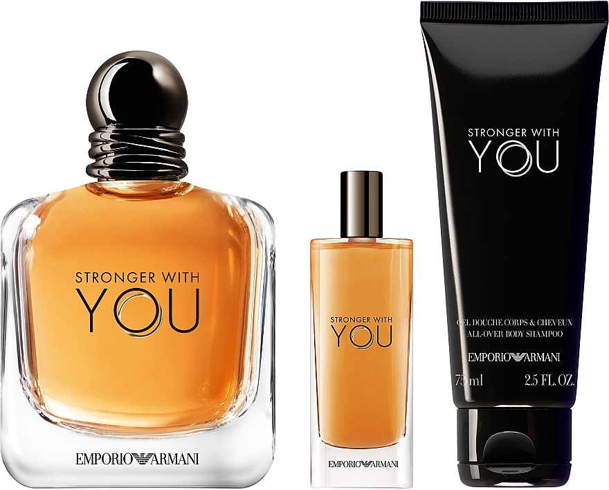 Giorgio Armani Emporio Armani Stronger With You - Набір (edt/100ml + edt/15ml + sh/gel/75ml) — фото N3