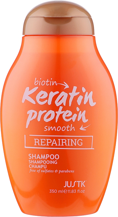 Бессульфатный шампунь для ломких и посеченных волос с биотином и кератином - JustK
