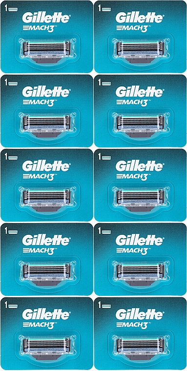 Блистер с одноразовыми картриджами, 10 шт. - Gillette Mach 3 — фото N1