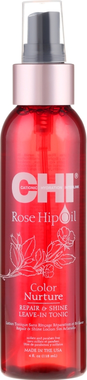 Chi Незмивний спрей з олією шипшини та кератином - CHI Rose Hip Oil Repair & Shine Leave-In Tonic — фото N3
