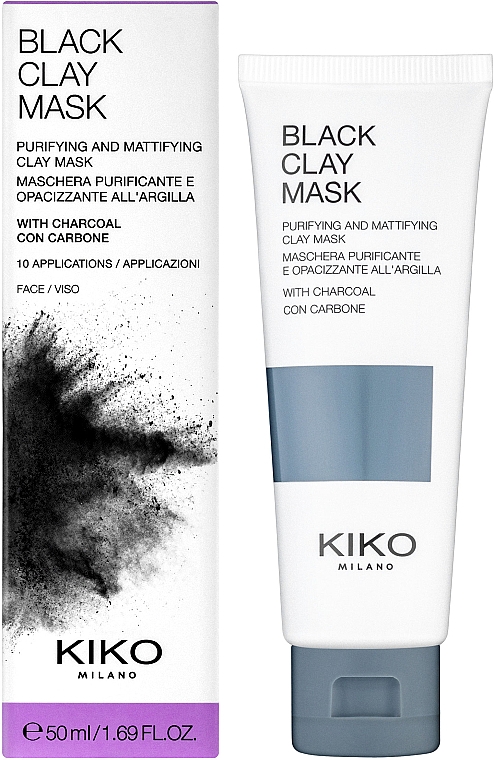 Очищувальна матувальна маска для обличчя з вугіллям і чорною глиною - Kiko Milano Black Clay Mask — фото N2
