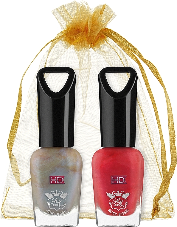 Набор лаков для ногтей "Микс", тон 16, 11 - Kiss Ruby Kisses HD (2 х n/polish/8ml) — фото N1
