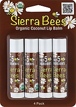 Парфумерія, косметика Набір бальзамів для губ "Кокосовий" - Sierra Bees (lip/balm/4x4,25g)