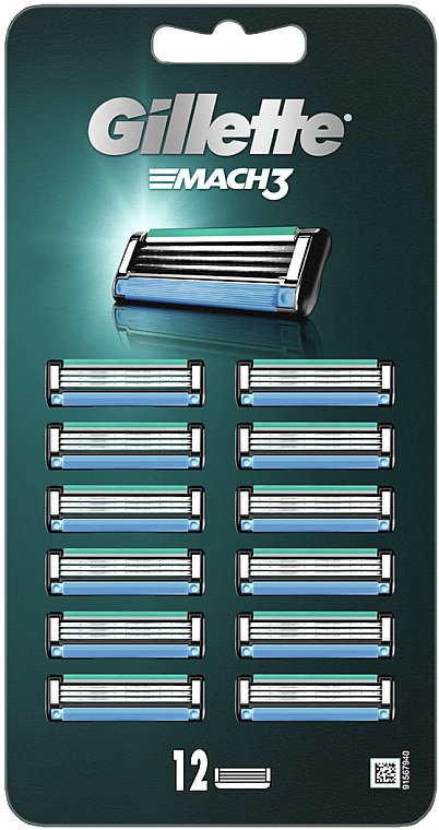 Сменные кассеты для бритья, 12 шт - Gillette Mach 3 Blades — фото N1