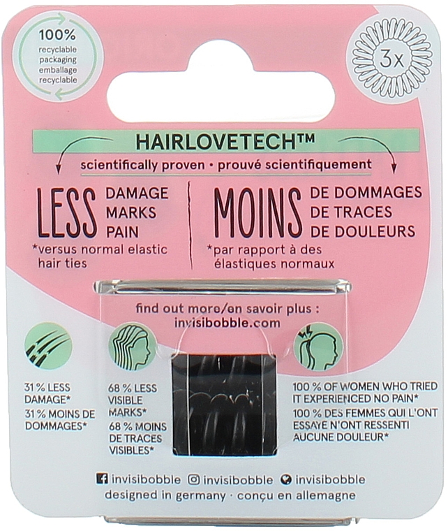 Резинка-браслет для волосся, 3 шт. - Invisibobble Original True Black Hair Elastic — фото N2