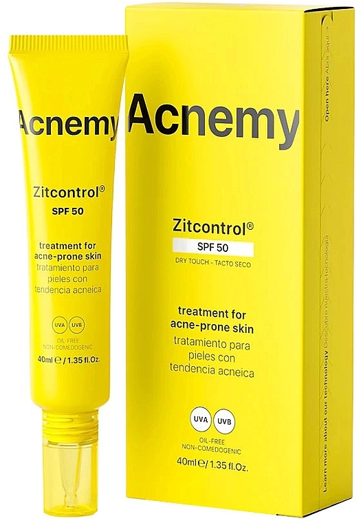 Сонцезахисний крем-актив для шкіри, схильної до акне - Acnemy Zitcontrol SPF 50 Treatment For Acne-Prone Skin — фото N1