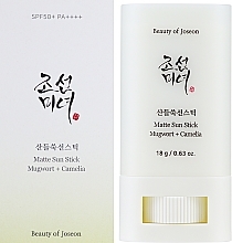 Матовый солнцезащитный стик - Beauty Of Joseon Matte Sun Stick Mugwort+Camelia SPF 50+ PA++++ — фото N2