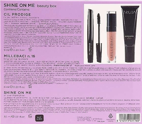 Набір "Shine On Me Nude" - NoUBA Shine On Me Gift Set  Nude (mascara/9ml + lipstick/6ml + highlighter/30ml) — фото N3