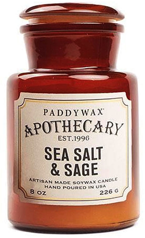 Ароматическая свеча в банке - Paddywax Apothecary Artisan Made Soywax Candle Sea Salt & Sage — фото N1