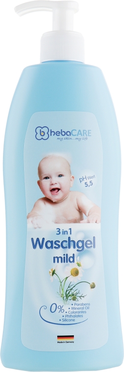 Детский нежный гель для мытья волос и тела 3в1 - HebaCARE Washing Gel 3in1 — фото N5