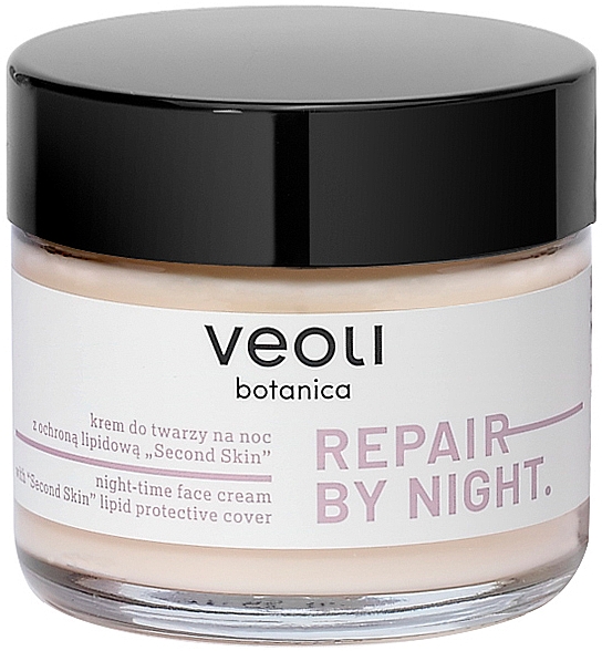 Нічний крем для обличчя з ліпідним захистом "Друга шкіра" - Veoli Botanica Repair By Night Night-Time Face Cream With Second Skin