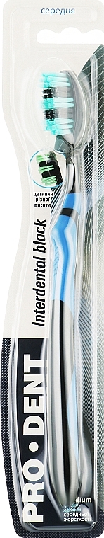 Зубна щітка "Interdental", середньої жорсткості, чорно-синя - Pro Dent — фото N1