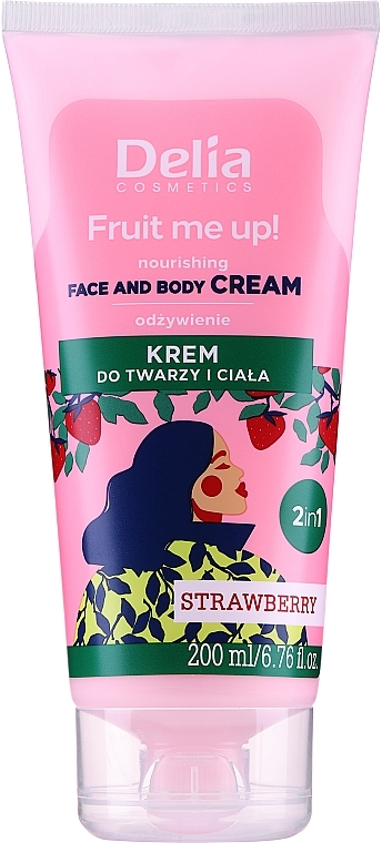 Крем для обличчя та тіла з ароматом полуниці - Delia Fruit Me Up! Face & Body Cream 2in1 Strawberry Scented — фото N1