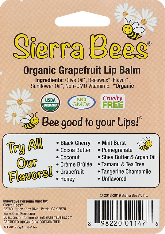 Набір бальзамів для губ "Грейпфрут" - Sierra Bees (lip/balm/4x4,25g) — фото N2