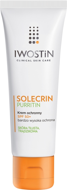 Сонцезахисний крем для жирної шкіри - Iwostin Solecrin Purritin Protective Cream SPF 50+ — фото N1