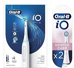 Парфумерія, косметика Електрична акумуляторна зубна щітка з насадками, біла - Oral-B iO Series 4