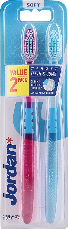 Зубна щітка, м'яка, фіолетова+блакитна - Jordan Target Teeth Toothbrush — фото N9