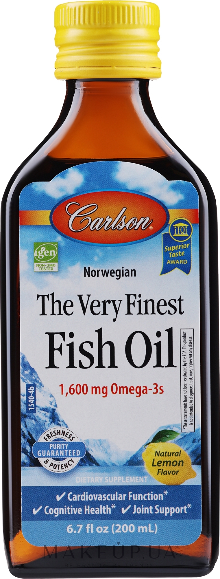 Пищевая добавка "Рыбий жир", лимон - Carlson Labs The Very Finest Fish Oil — фото 200ml