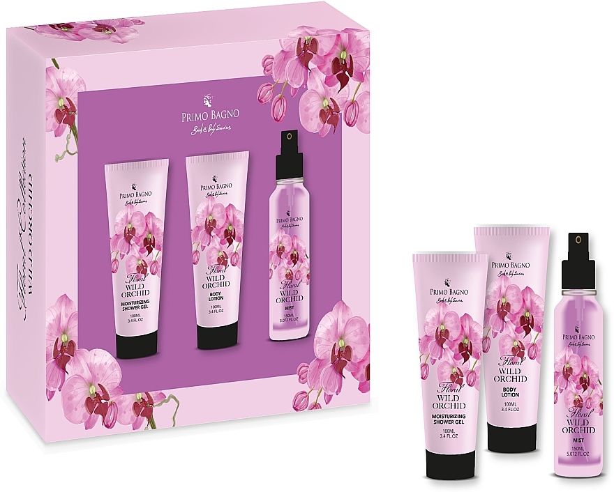 Набір - Primo Bagno Floral Collection Floral Wild Orchid (b/lot/100ml + sh/gel/100ml + mist/150ml) — фото N1