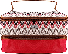 Косметичка чемоданчик "ZigZags" 94019, молочная с красным - Top Choice — фото N1