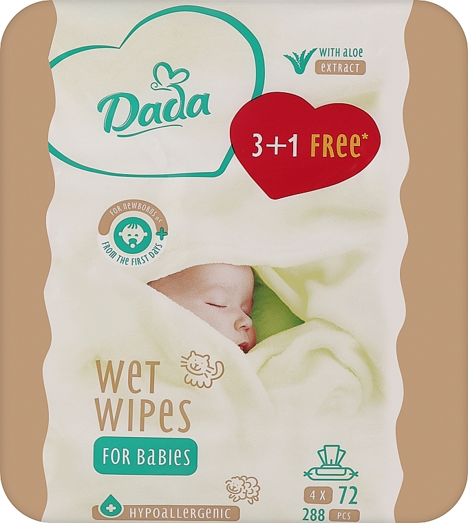 Вологі серветки для дітей з екстрактом алое, з клапаном - Dada With Aloe Extract Wipes