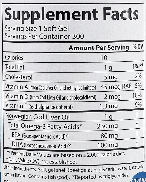Масло печени трески, 230мг - Carlson Labs Cod Liver Oil, 230mg  — фото N3