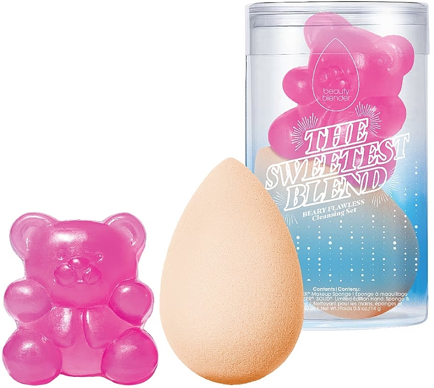 Набор - Beautyblender The Sweetest Blend Bear Necessities Cleansing Set (sponge/1pcs + soap/16g) — фото N1